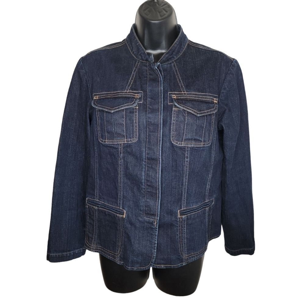 Chico's Platinum button-up denim jean jacket size 1 (medium)